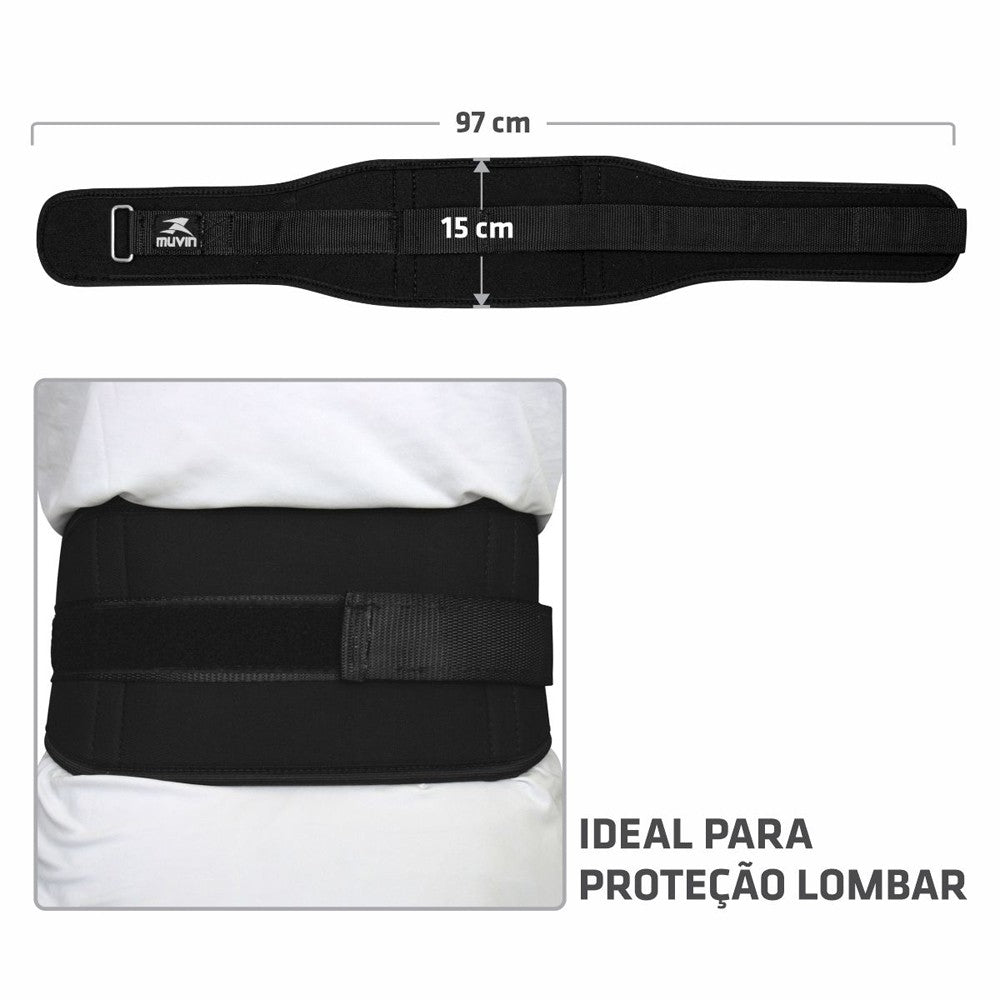 Cinturão de Musculação Muvin para Proteção da Coluna e Apoio Lombar